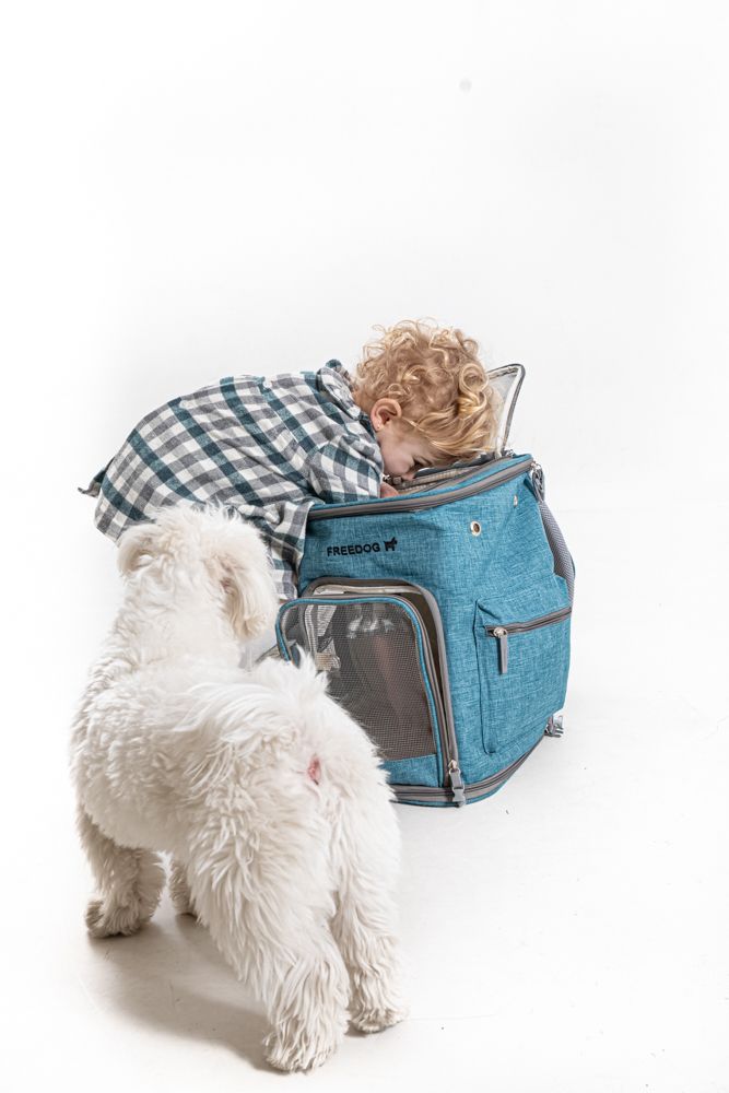 Proteger a tu Perro durante los Viajes niña con mochila  freedog  y perrito por elenirc para mascotesdecolors